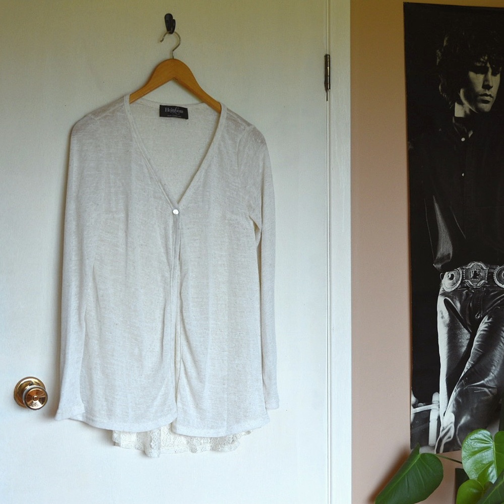 Lace-Back Boho White Cardigan